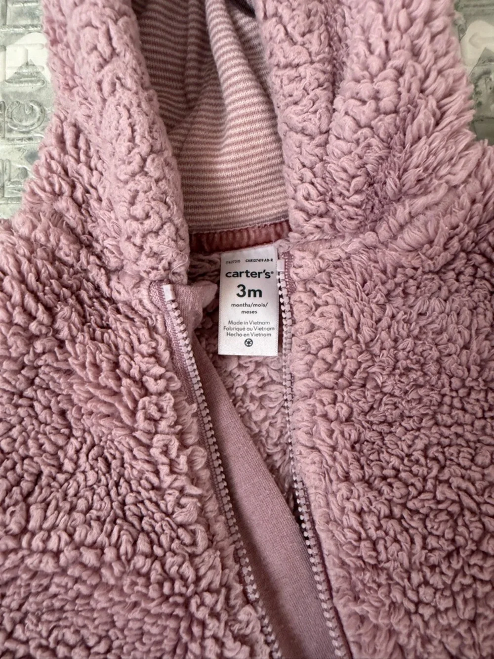 Carter's Plush Hooded Footed One-Piece Jumpsuits in Pink and Mauve bundles